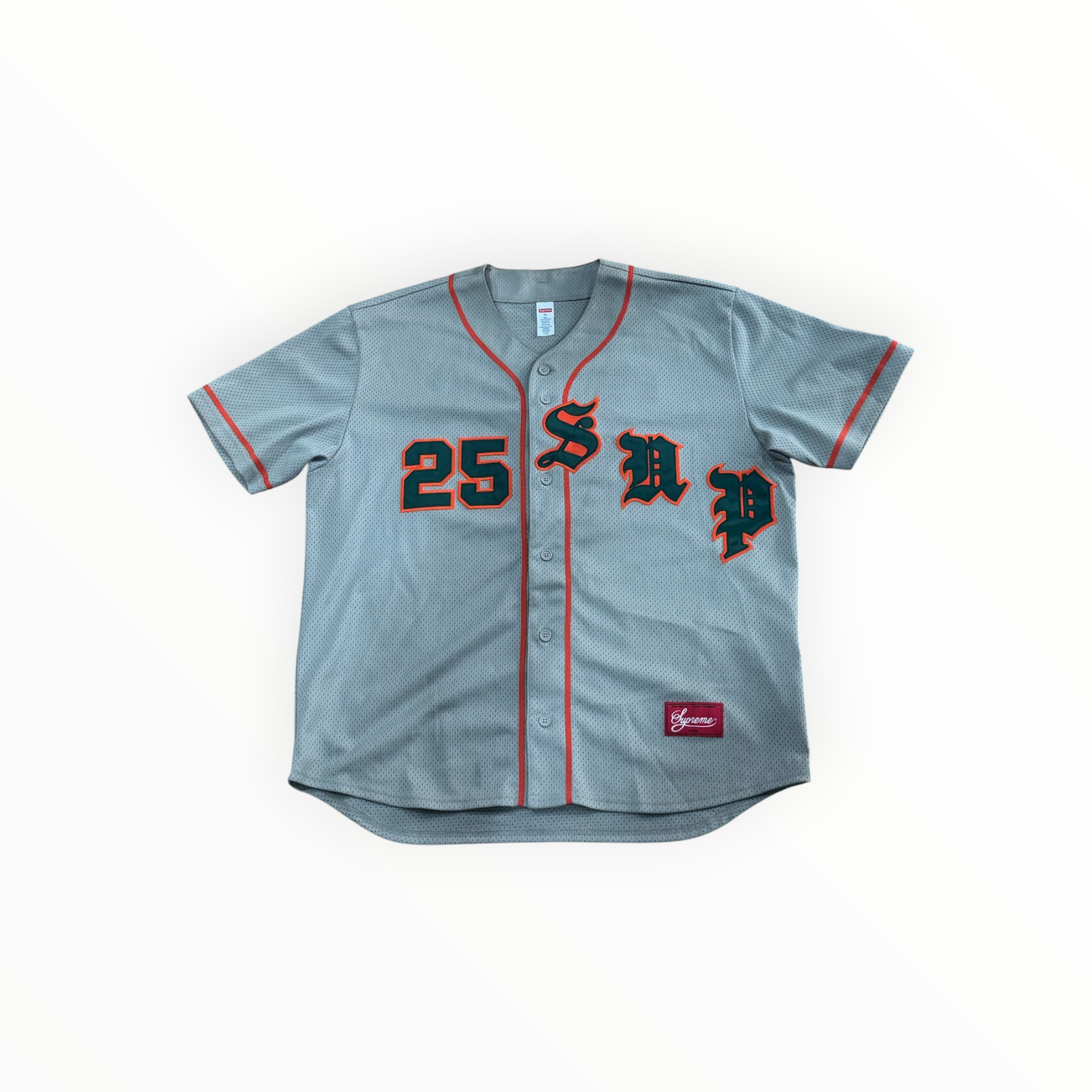 Supreme Old English Baseball Jersey Grey