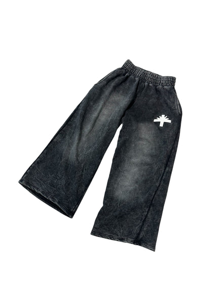 Vertebrae Flared Sweatpants Washed Black