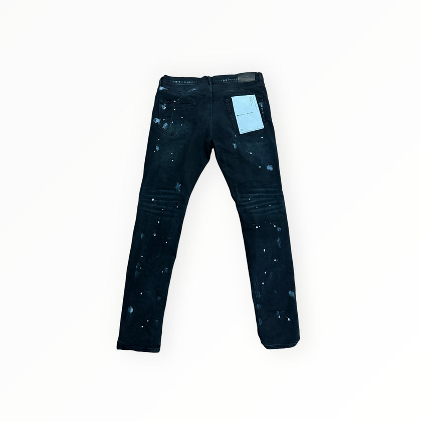 Purple Brand Black Resin Knee Slit Jean Black