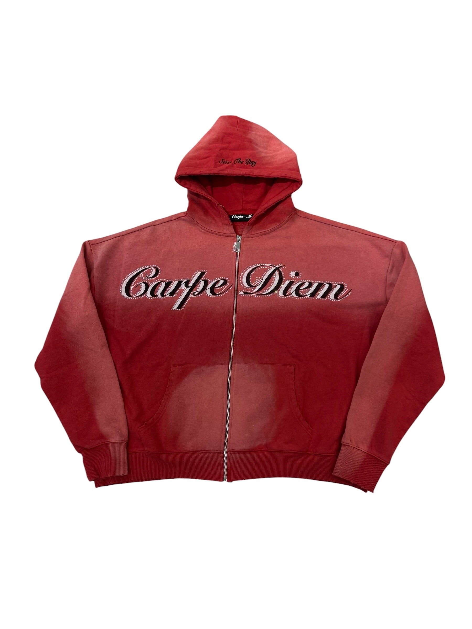 Carpe Diem Cursive Logo Zip Up Red