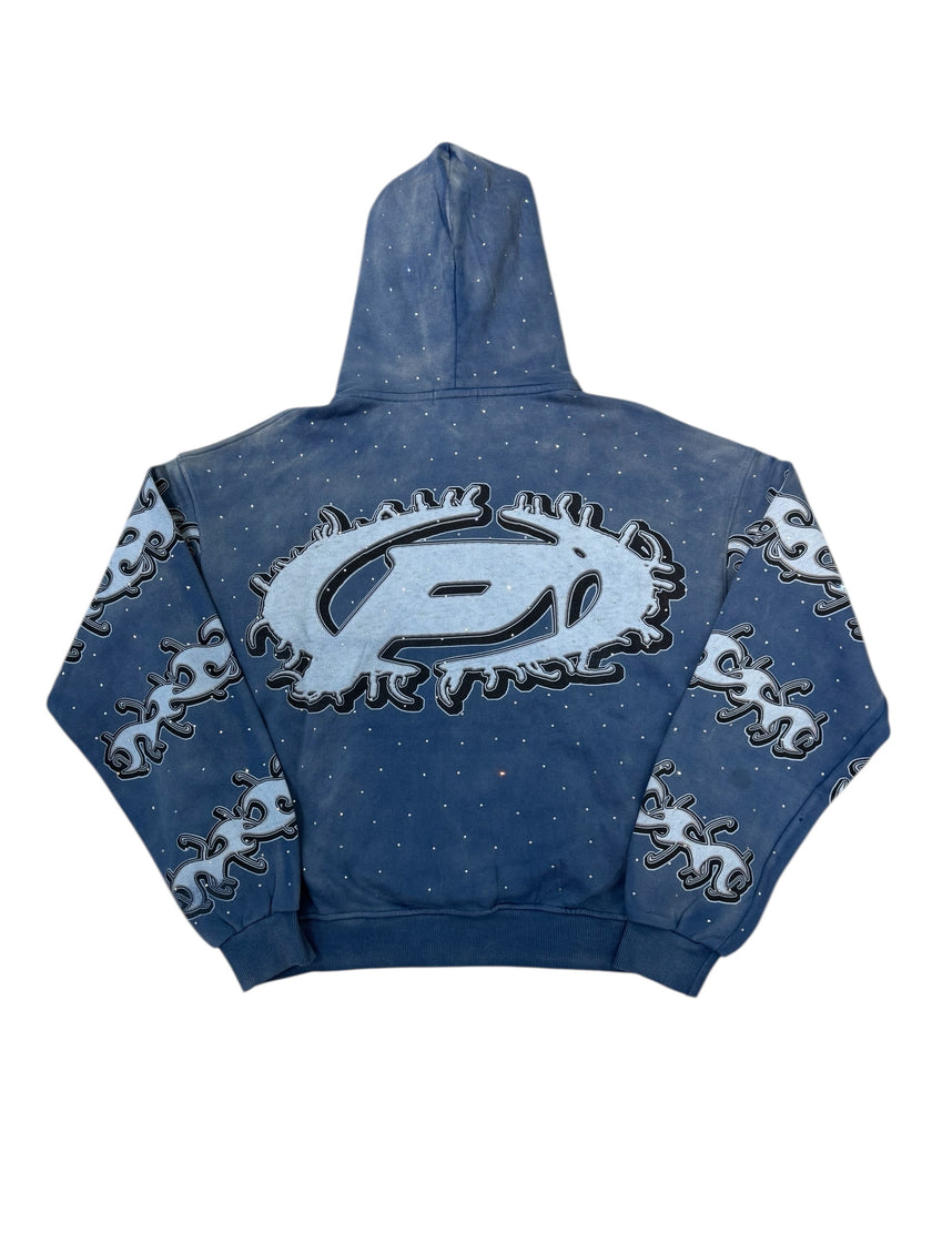 Prestige Flames Pullover Hoodie Blue
