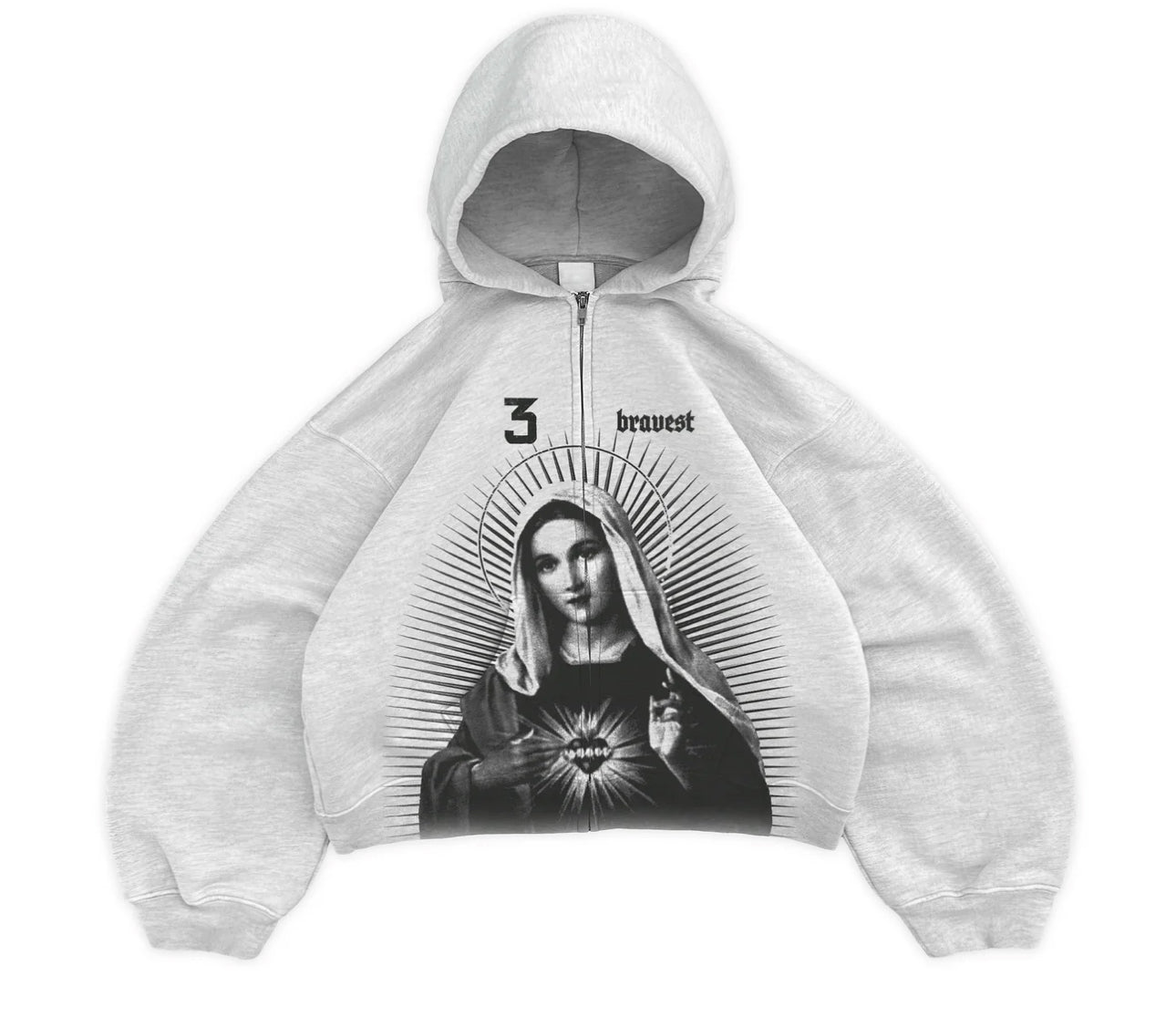 Bravest Studios Grey Mary Zip Up Hoodie