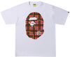 BAPE Logo Check Big Ape Head Tee White/Red