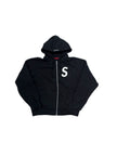 Supreme S Logo Zip Up Hoodie Black