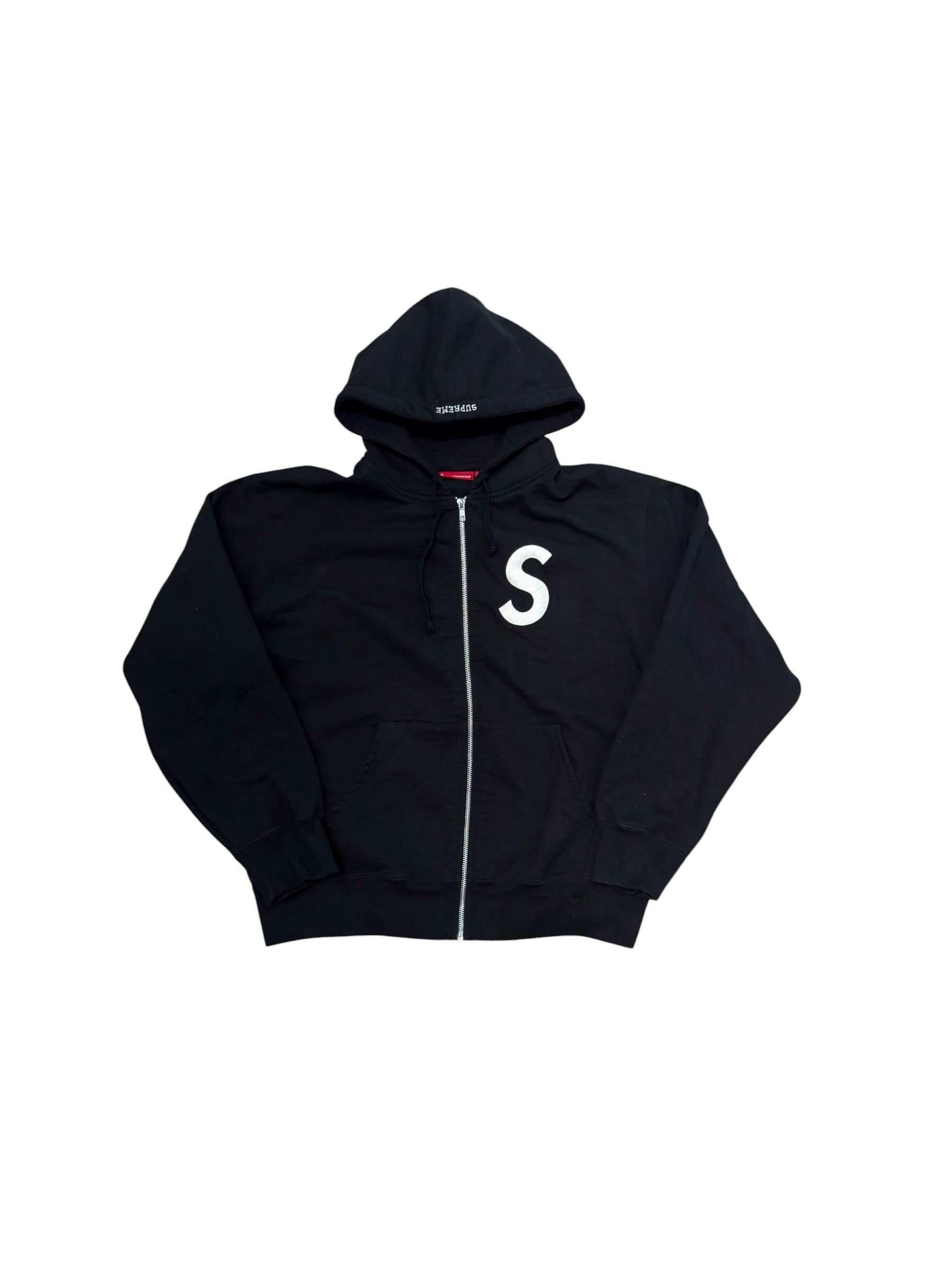 Supreme S Logo Zip Up Hoodie Black