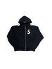Supreme S Logo Zip Up Hoodie Black