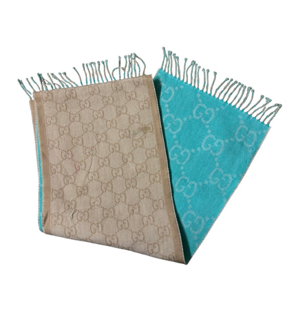 Gucci GG Wool Teal/Tan Scarf