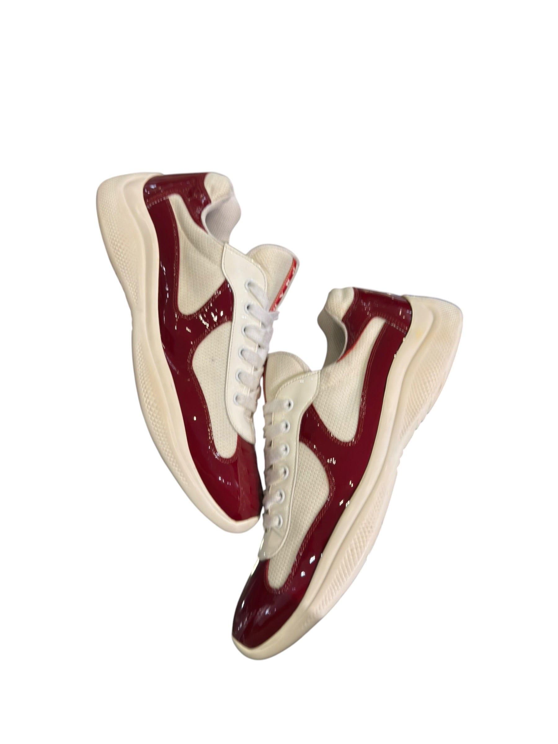 Prada American Cups Patent Maroon/White