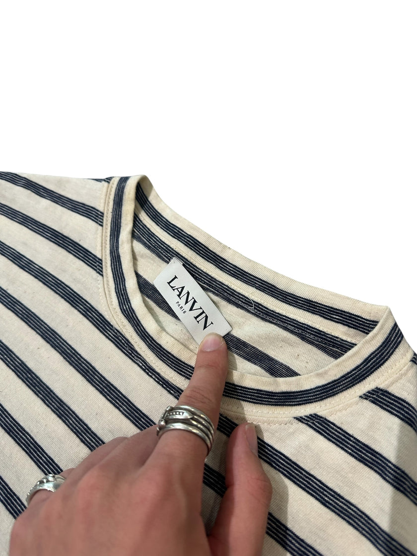 Lanvin Logo Tee Striped Beige/Blue