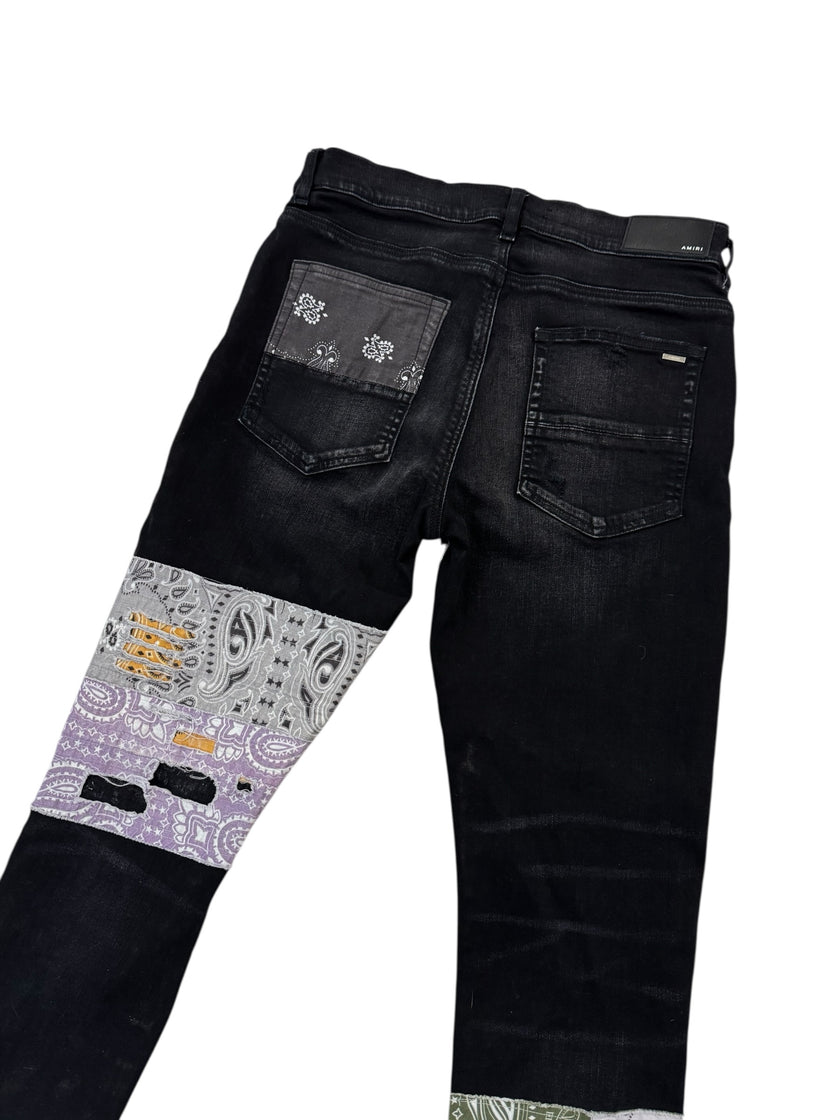 Amiri Bandana Art Patch Jean Aged Black