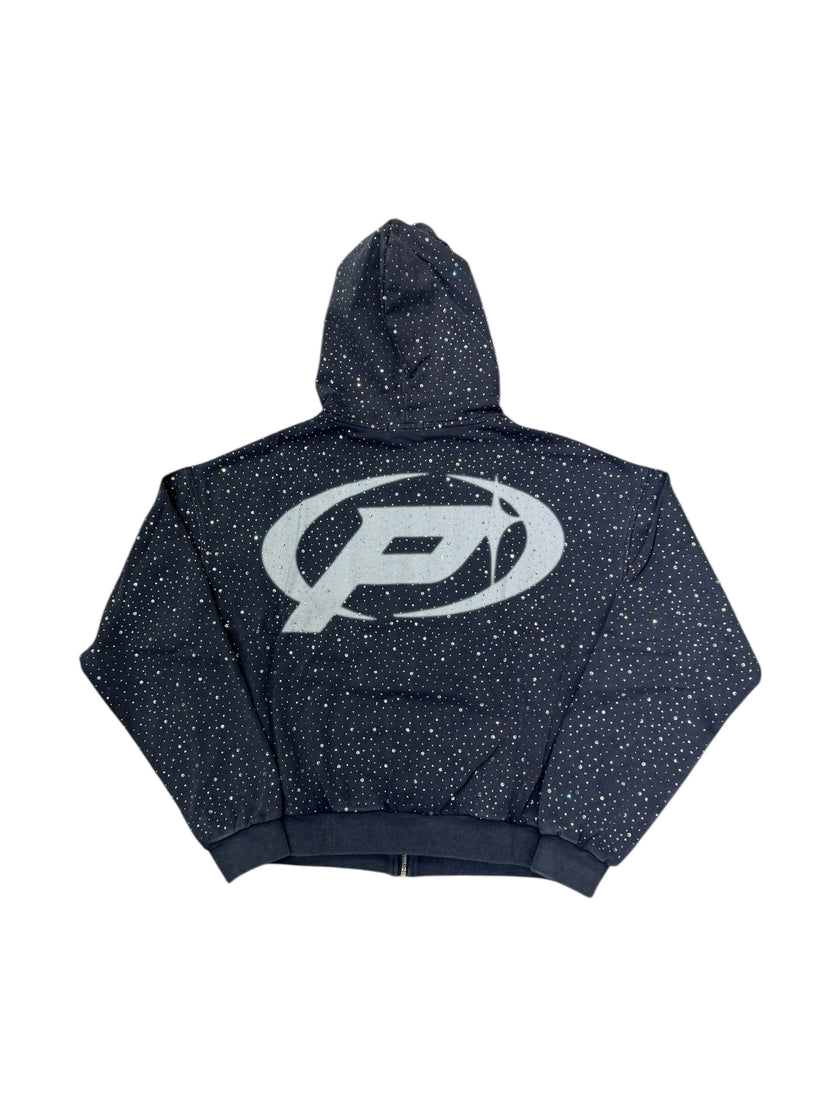 Prestige Diamond Washed Blue Zip Up Hoodie