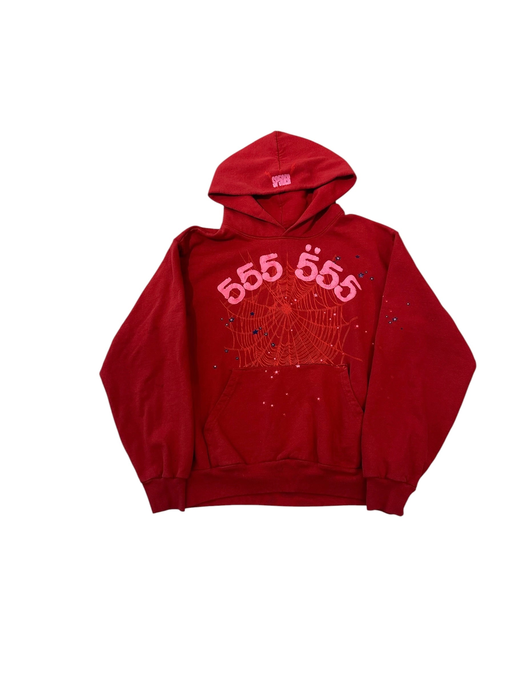 Sp5der Worldwide Red Angel Number Number 555 Hoodie Red