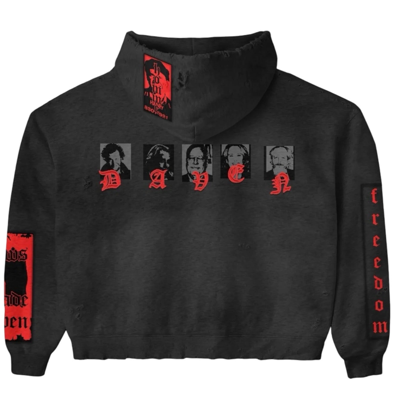 Daven Homme Uncharted DH Appliqué Embroidered Hoodie Black
