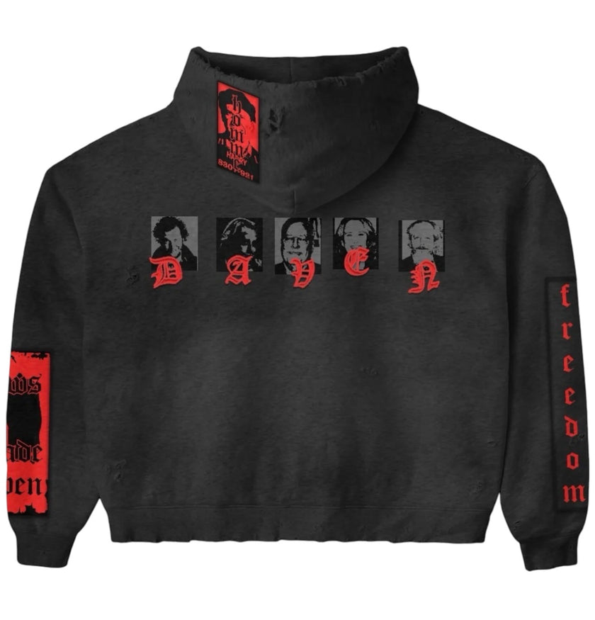 Daven Homme Uncharted DH Appliqué Embroidered Hoodie Black
