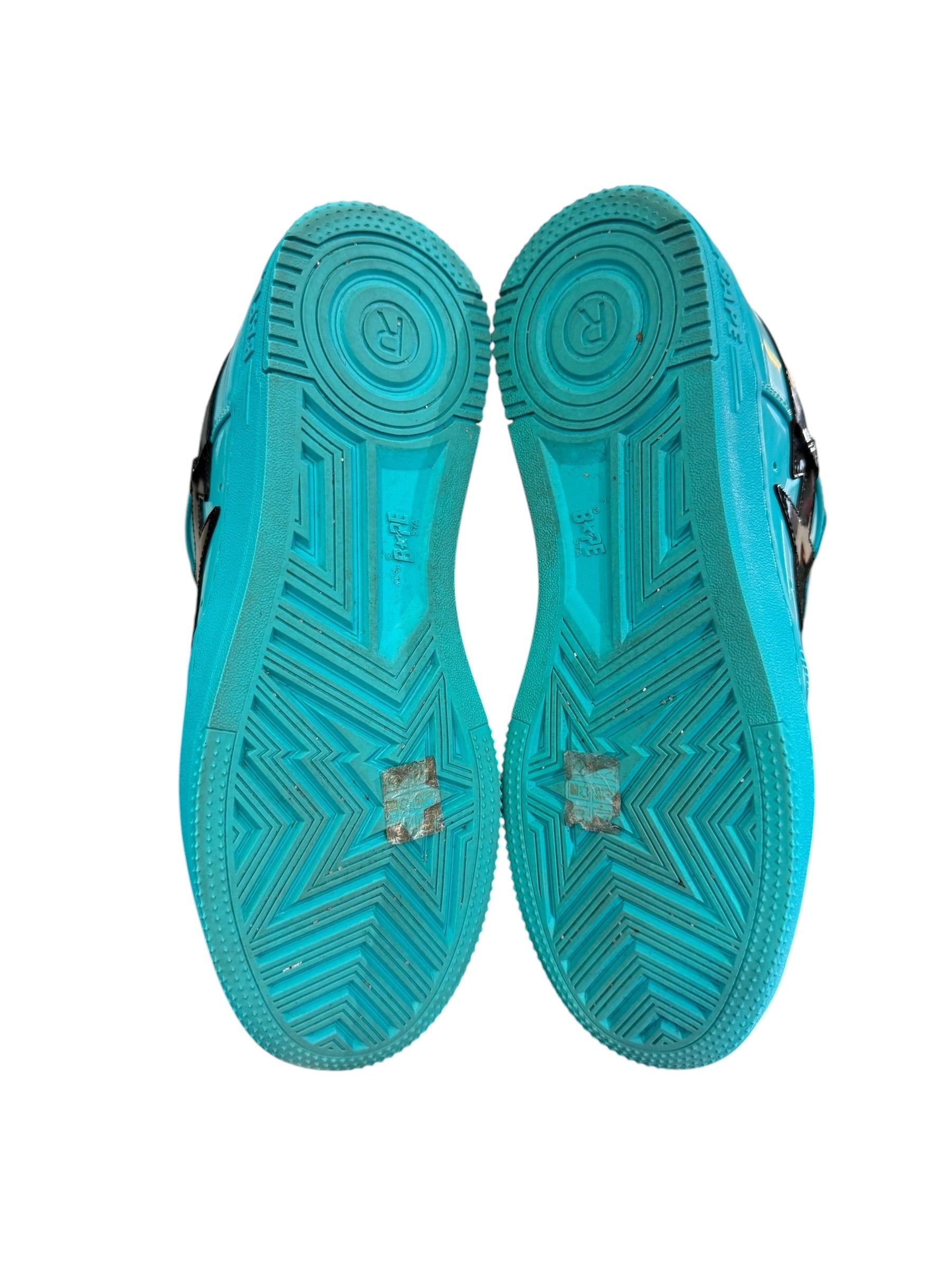 A Bathing Ape Bape Sta Turquoise Blue Black Patent Leather