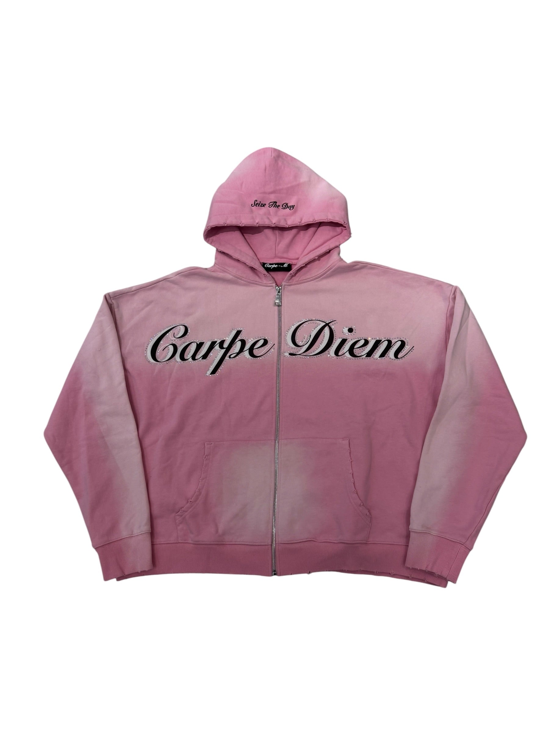 Carpe Diem Cursive Logo Zip Up Pink