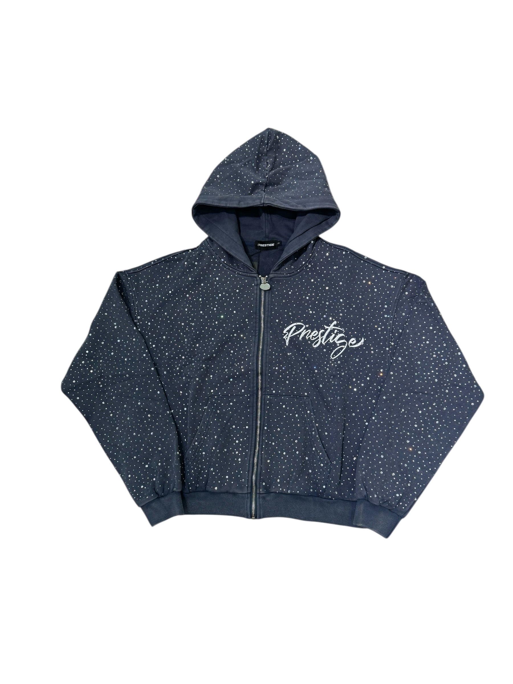 Prestige Diamond Washed Blue Zip Up Hoodie
