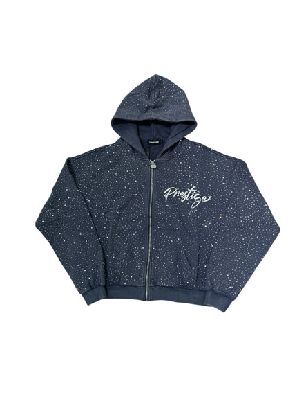 Prestige Diamond Washed Blue Zip Up Hoodie