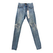 Purple Brand P002 Slim Blowout Knee Light Blue Denim