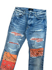 Amiri MX1 Orange Paisley Patch Blue Denim