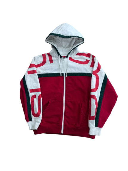 Supreme Big Logo Paneled Zip Up Hooded Sweatshirt
