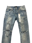 Purple Brand Blow Out Knee Paint Splatter Denim