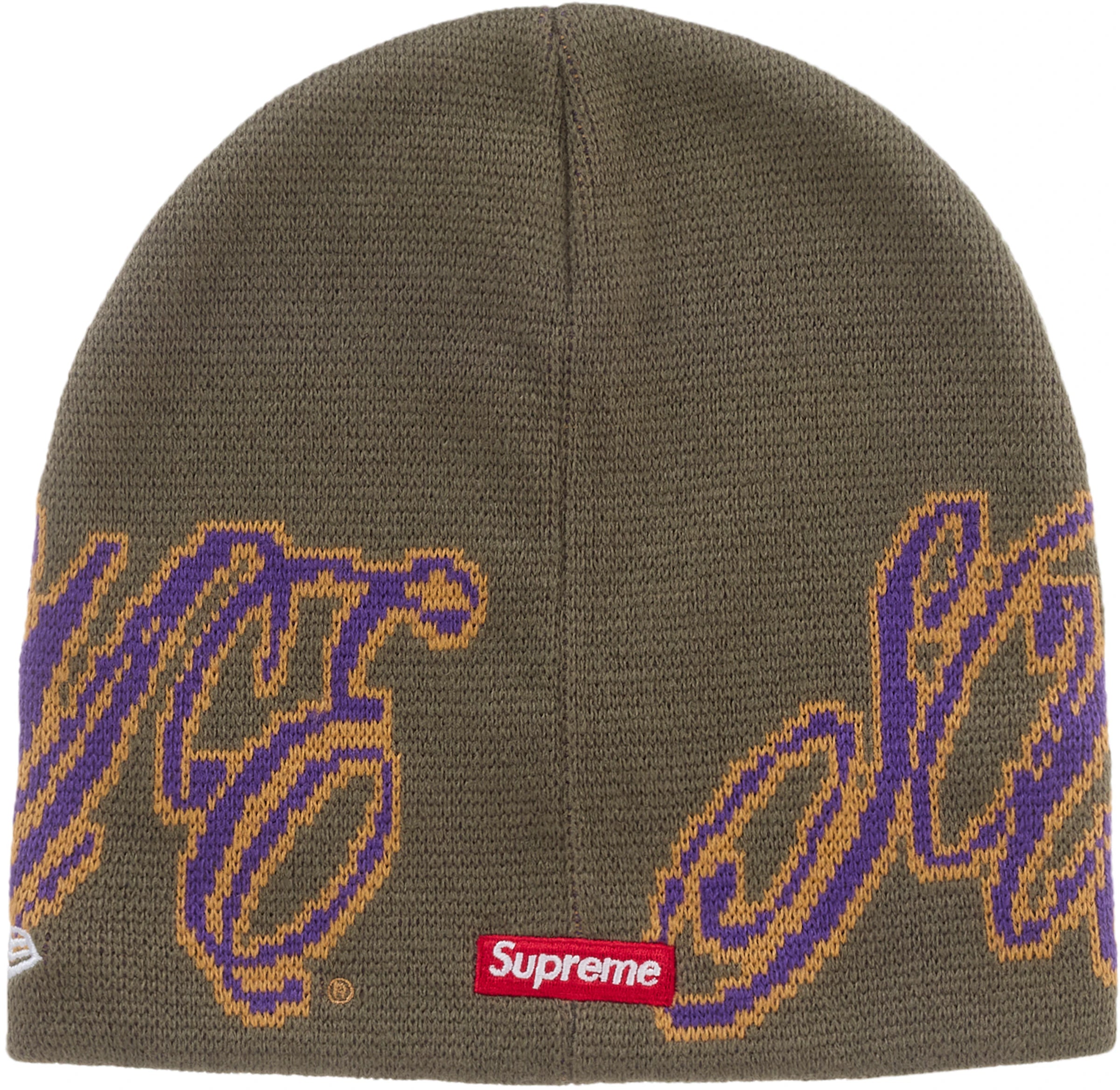 Supreme New Era Cursive Beanie Olive