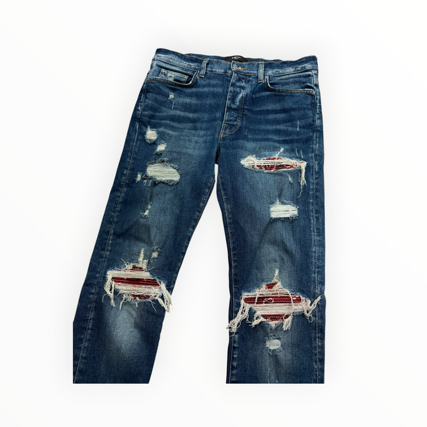 Amiri MX1 Red Bandanna Denim Blue