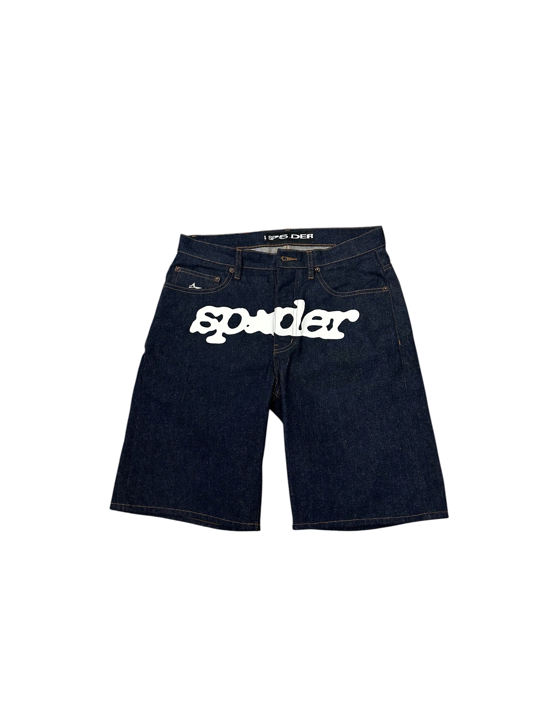 Sp5der OG Logo Indigo Denim Jorts