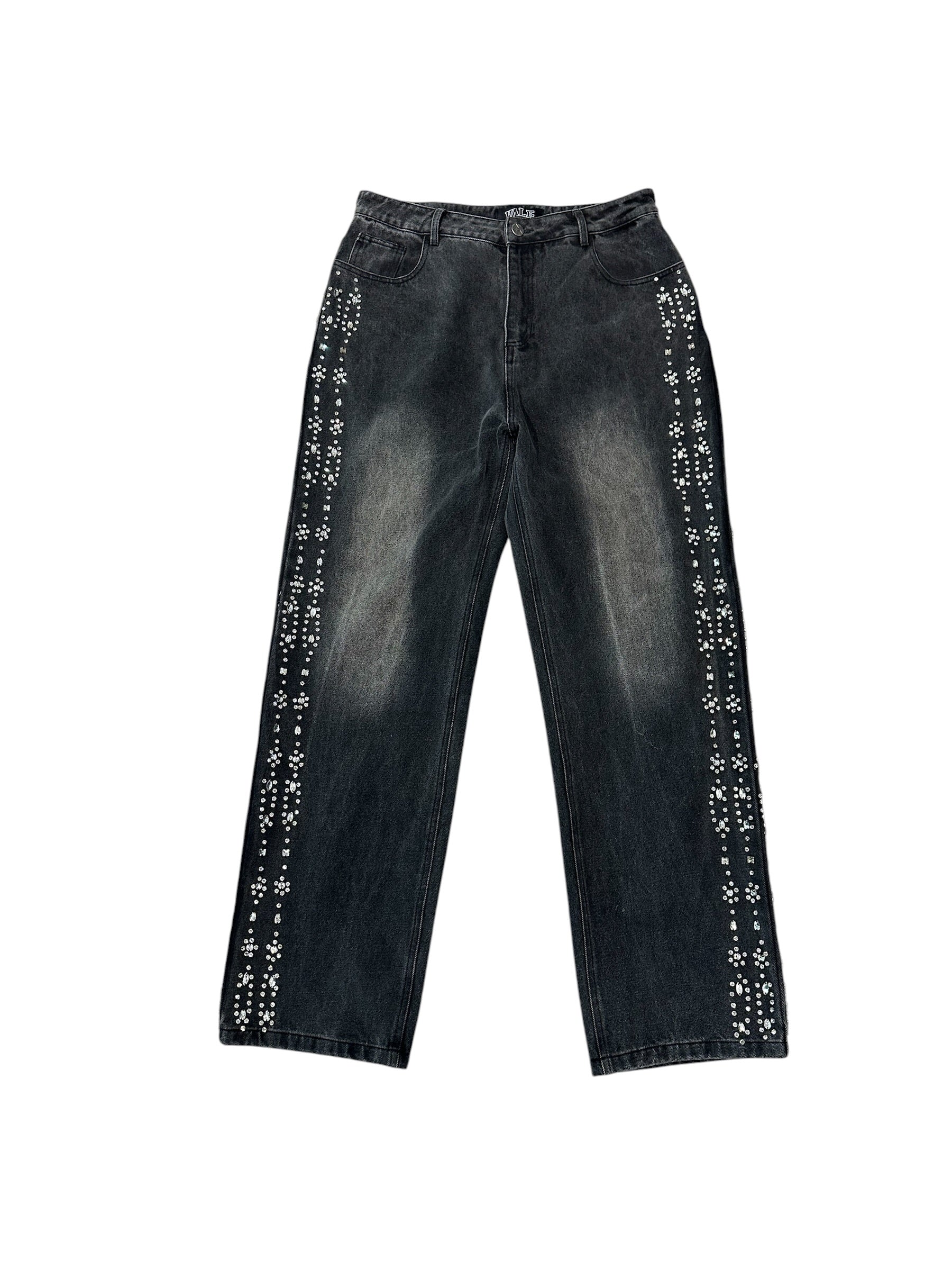 Vale Rhinestone Blank Black Denim