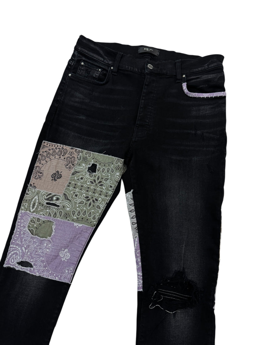 Amiri Bandana Art Patch Jean Aged Black