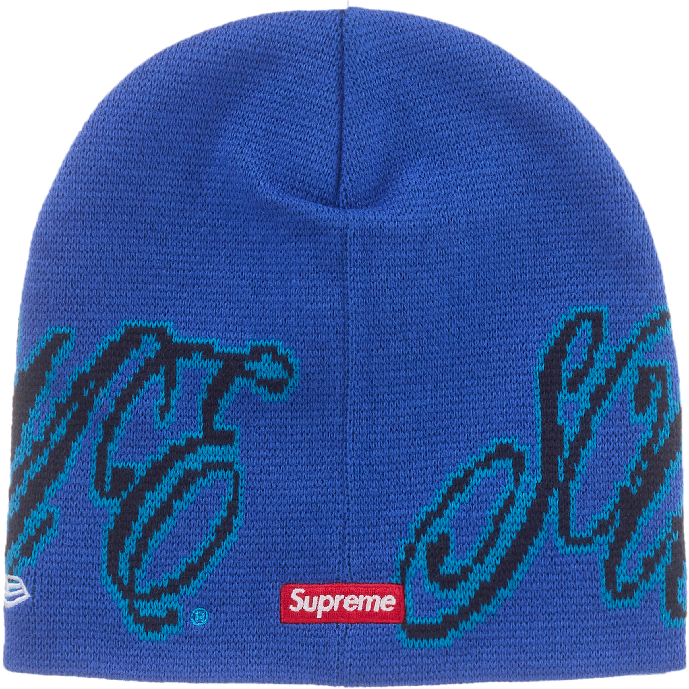 Supreme New Era Cursive Beanie Blue