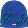 Supreme New Era Cursive Beanie Blue