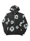 Denim Tears Rhinestone Cotton Wreath Zip Hoodie Vintage Black
