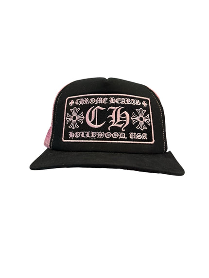Chrome Hearts CH Hollywood Trucker Hat Black/Pink