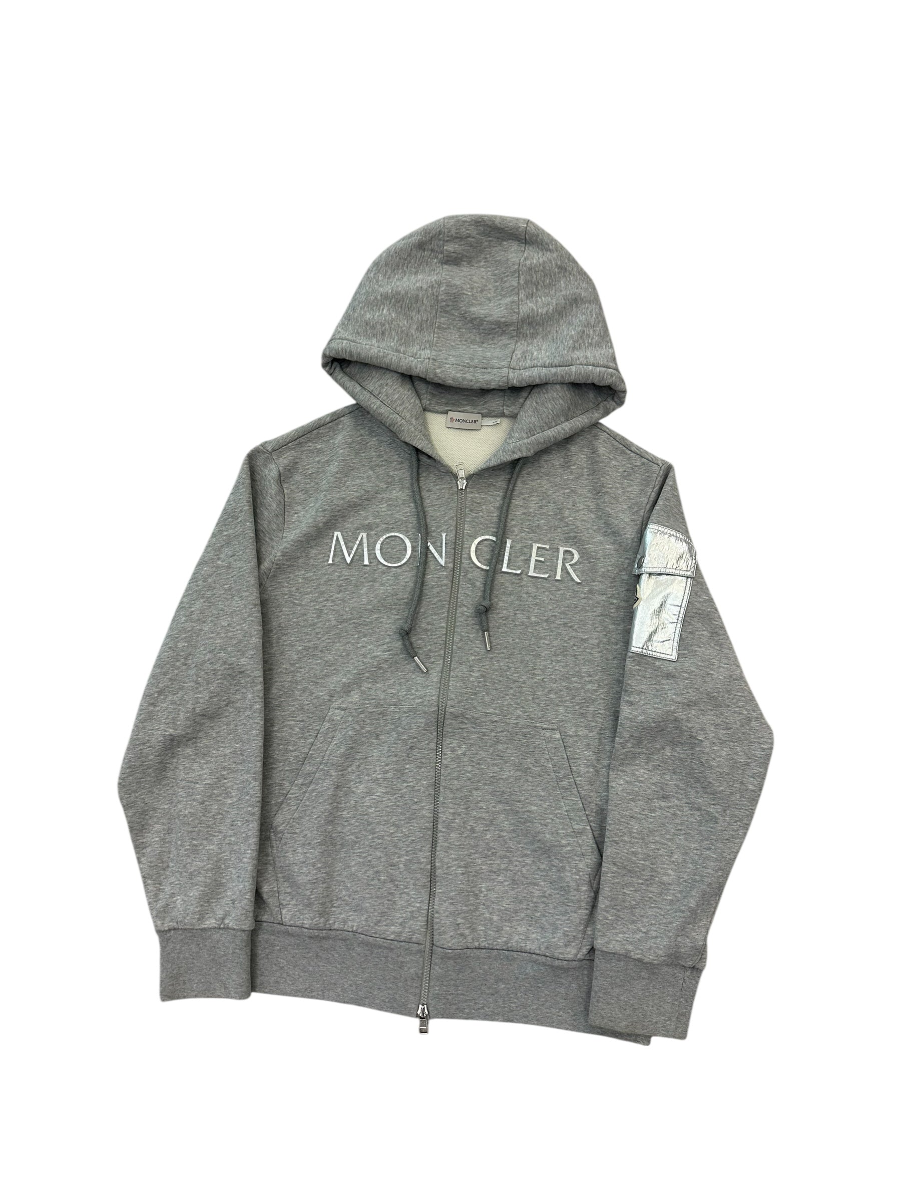 Moncler Embossed Logo Zip Up Grey