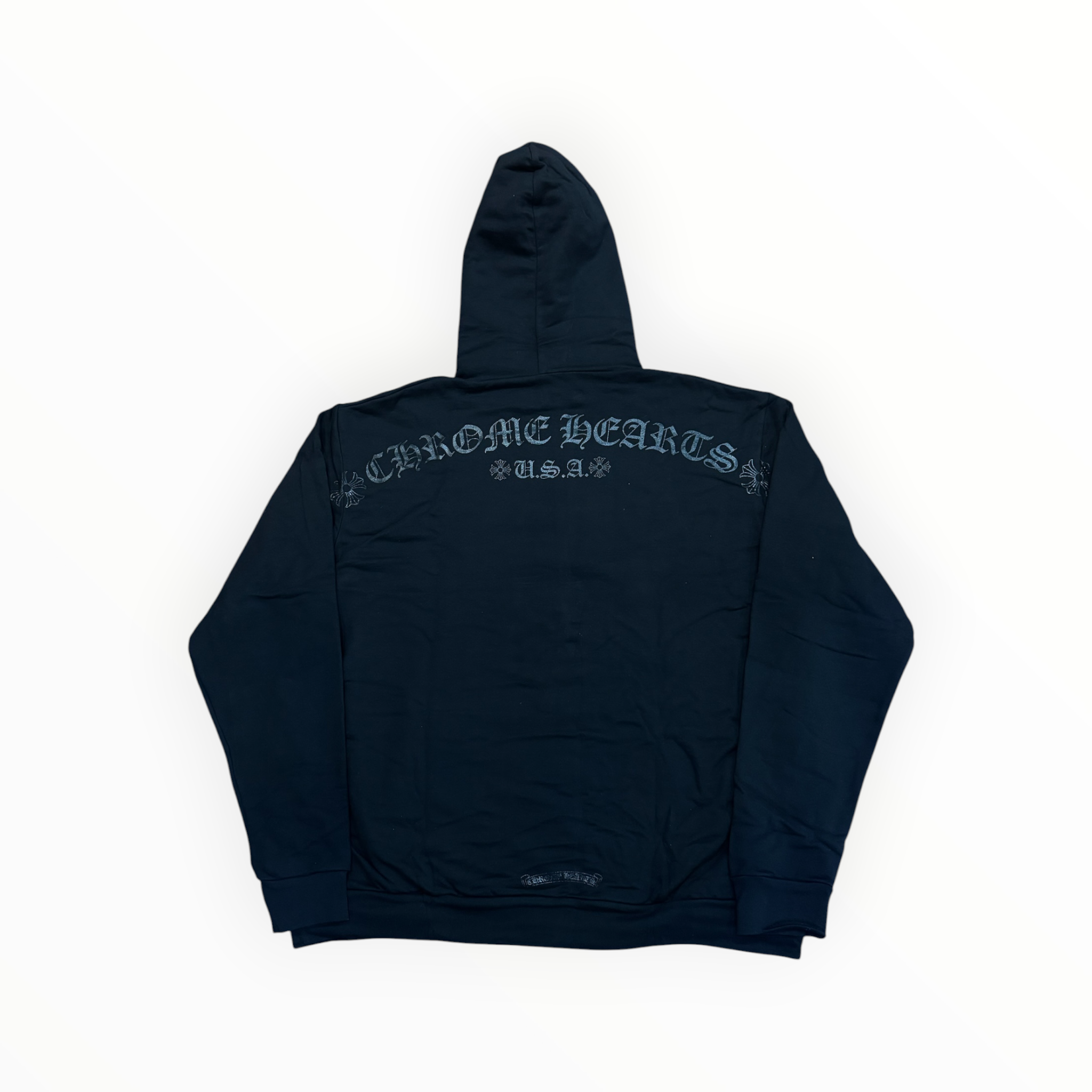 Chrome Hearts Black Pullover Horseshoe Floral Hoodie Black