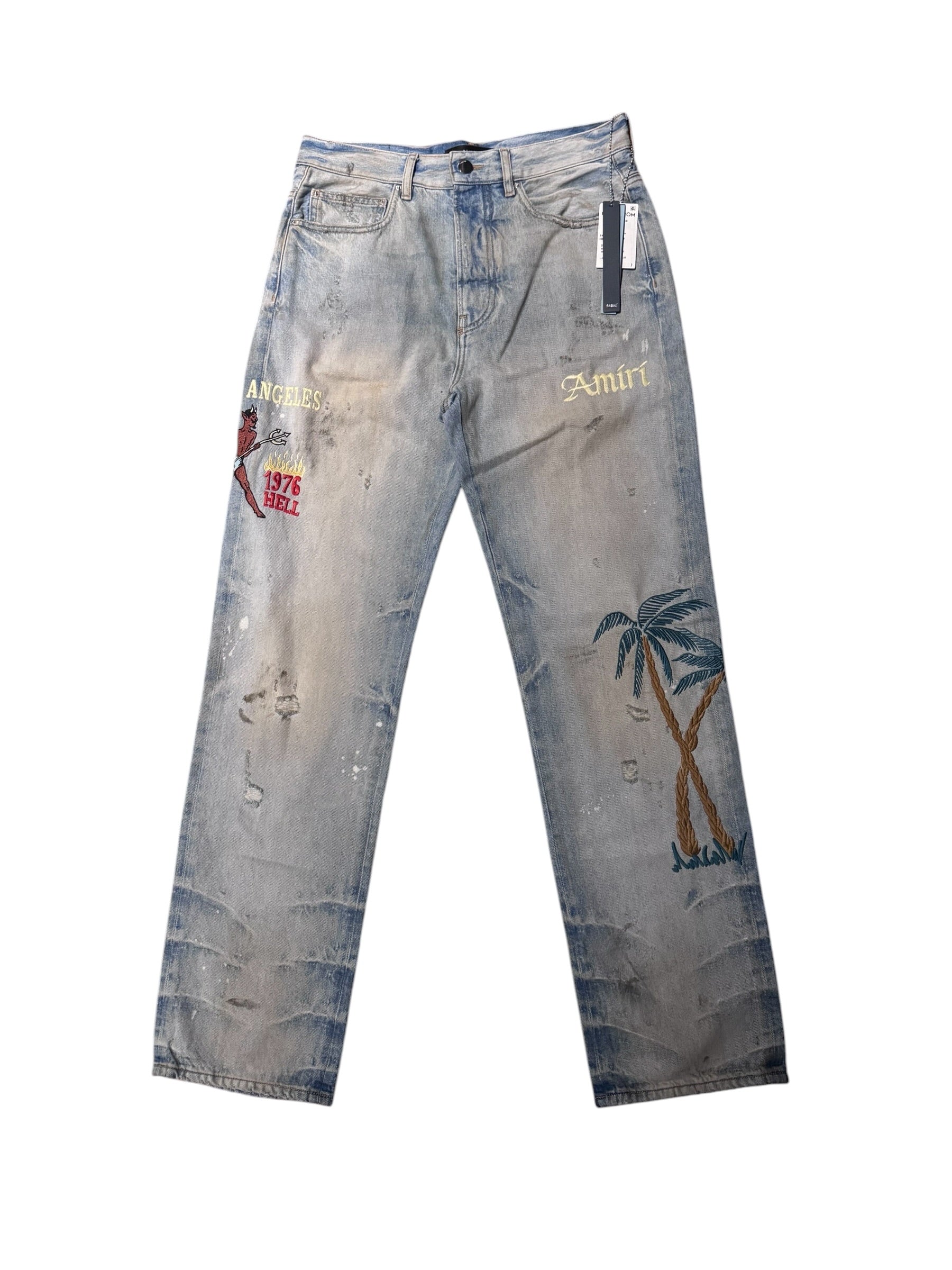 Amiri Sinners Embroidered Denim