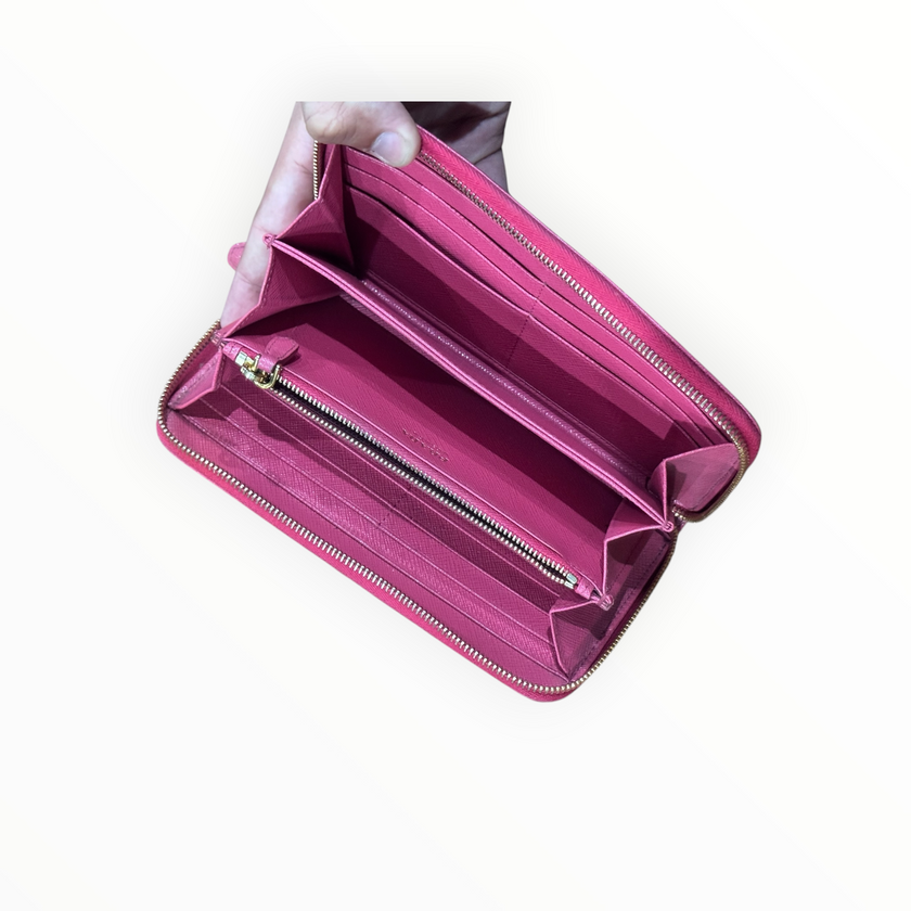 Prada Purple Saffiano Zip Wallet