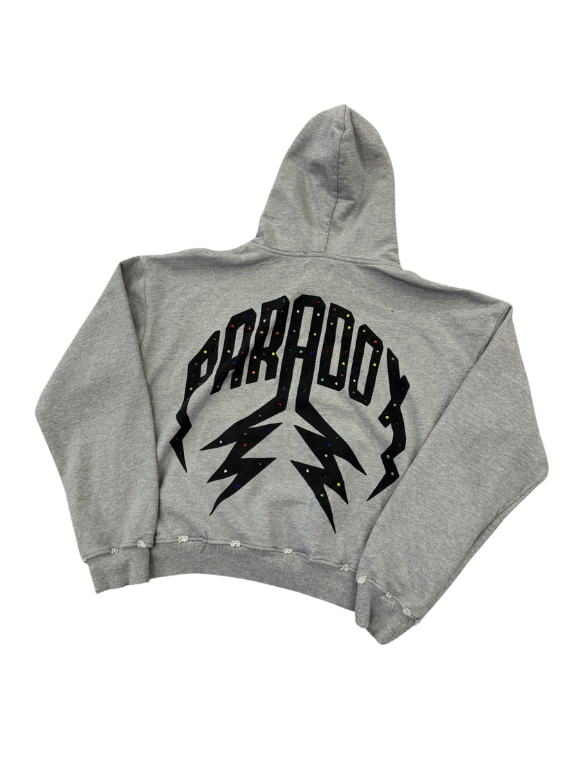 Paradox Rhinestone Pullover Hoodie Grey