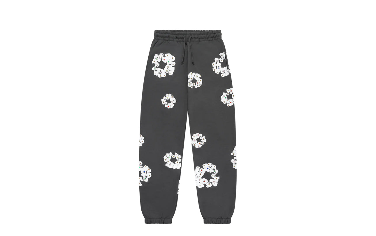 Denim Tears Rhinestone Cotton Wreath Sweatpants Vintage Black