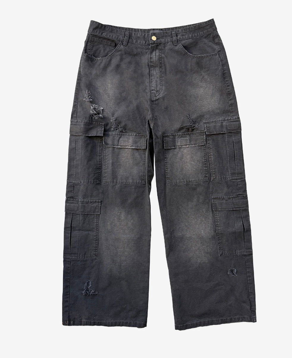 Greater Days Cargo Pants Washed Black