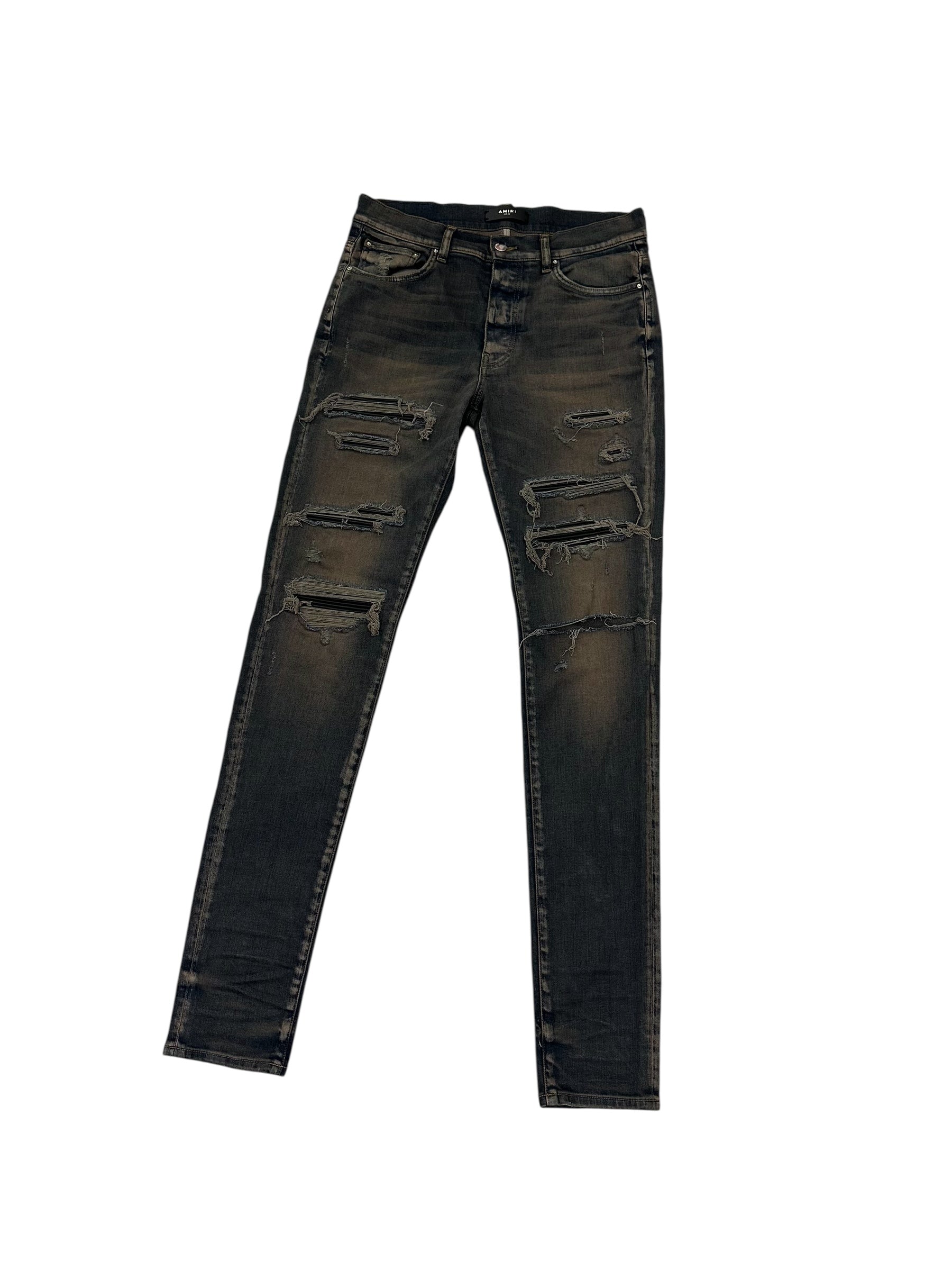 Amiri Leather Thrasher Denim