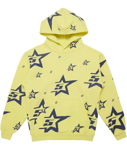 Sp5der 5Star Print Yellow Hoodie