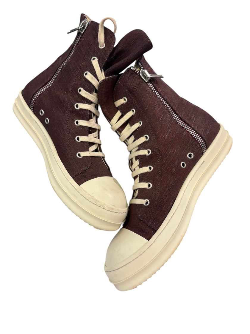 Rick Owens DrkShdw Waxed High Top Canvas (Scab Wax/Milk)