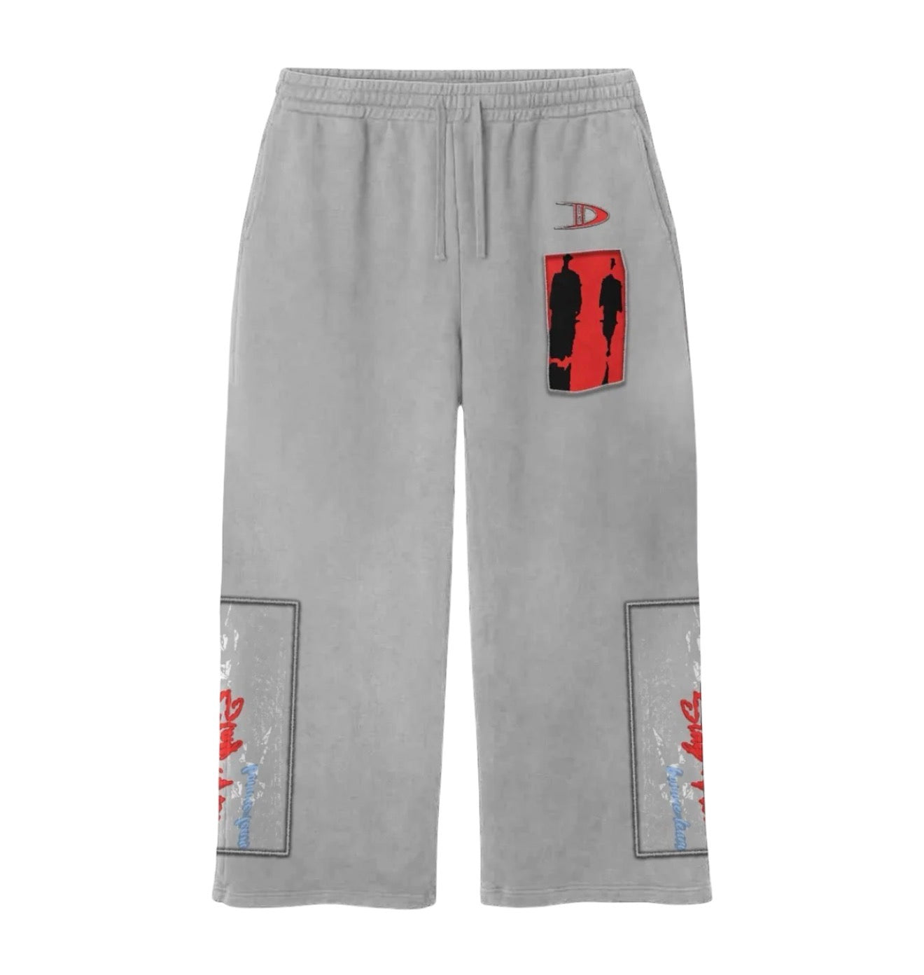 Daven Homme Uncharted DH Appliqué Embroidered Sweatpants Grey