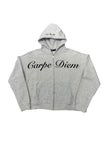 Carpe Diem Cursive Logo Zip Up Grey