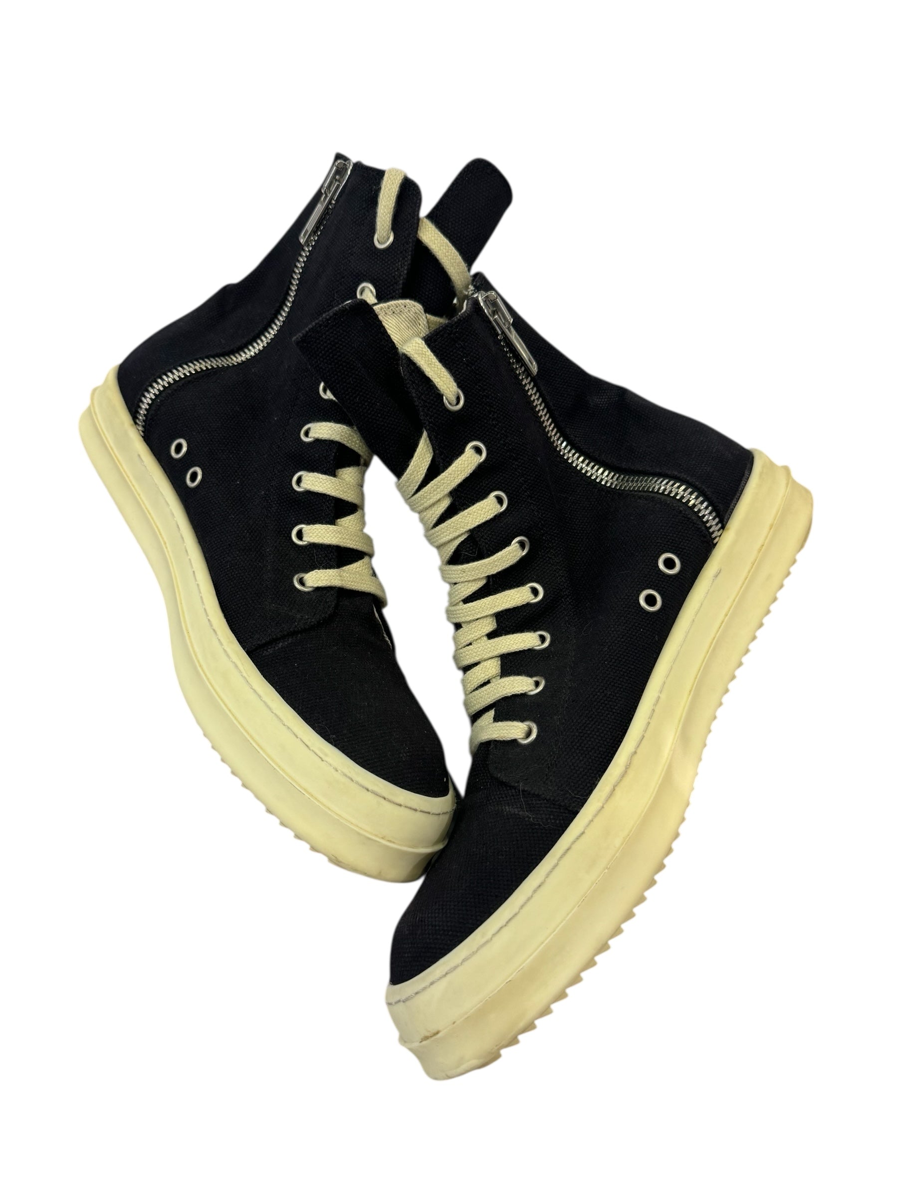 Rick Owens DrkShdw Canvas High Top (Black/Milk)