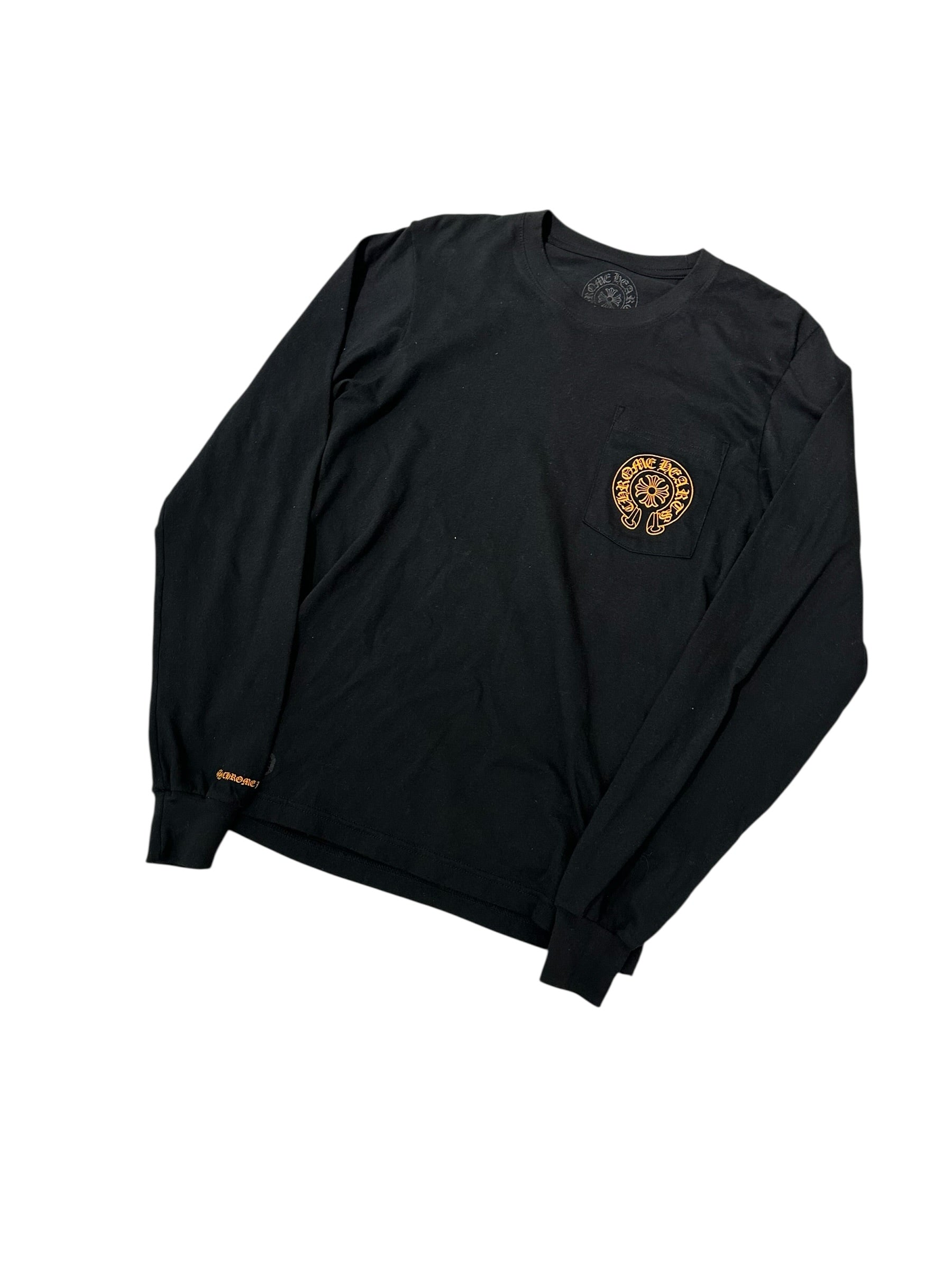 Chrome Hearts Horseshoe Staff Long Sleeve Tee Black/Orange