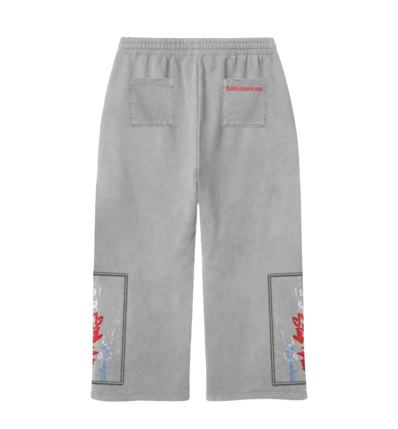 Daven Homme Uncharted DH Appliqué Embroidered Sweatpants Grey